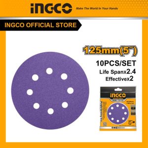 Bộ 10 miếng nhám tròn INGCO đường kính 125mm AKRS125101