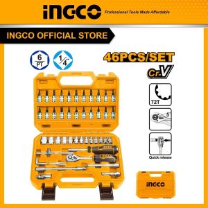 Bộ 46 đầu tuýp 1/4 inch INGCO HKTS14462 - Đồ nghề, dụng cụ cầm tay, máy móc thiết bị INGCO chính hãng, giá tốt