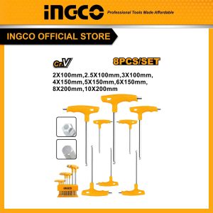 Bộ 8 chìa lục giác tay cầm chữ T INGCO HHKT80828 - Đồ nghề, dụng cụ cầm tay, máy móc thiết bị INGCO chính hãng, giá tốt