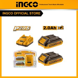 Bộ combo 2 pin 2.0Ah (FBLI20011) và 1 sạc (FCLI2001) INGCO FBCPK1222 - Đồ nghề, dụng cụ cầm tay, máy móc thiết bị INGCO chính hãng, giá tốt