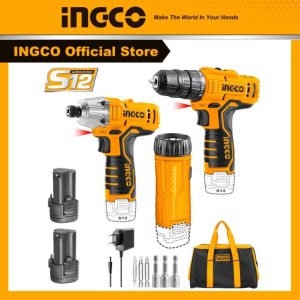 Bộ combo 3 sản phẩm gồm máy khoan pin, máy siết vít, đèn pin sử dụng pin 12V INGCO CKLI1203 - Đồ nghề, dụng cụ cầm tay, máy móc thiết bị INGCO...