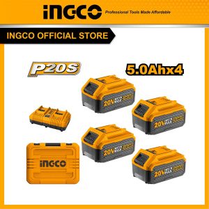 Bộ Combo 4 pin 5Ah (FBLI2003) và 1 sạc đôi nhanh (FCLI2034E) INGCO FBCLI20245 - Đồ nghề, dụng cụ cầm tay, máy móc thiết bị INGCO chính hãng, giá tốt