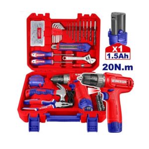 Bộ dụng cụ 129 món và máy khoan pin 12V EMTOP EEDK12901