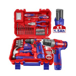 Bộ dụng cụ 96 món và máy khoan 12V EMTOP EEDK09601