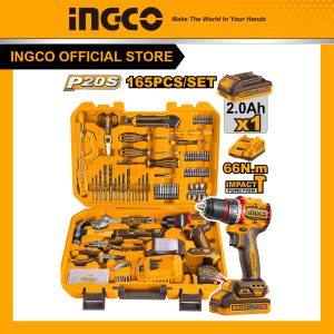 Bộ dụng cụ sửa chữa gia đình INGCO HKTHP11651 165 chi tiết có máy khoan búa pin 20V 66Nm - Đồ nghề, dụng cụ cầm tay, máy móc thiết bị INGCO chính...