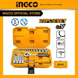 Bộ đầu tuýp INGCO 20 chi tiết HKTS14201 1/4 inch