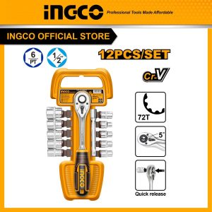 Bộ đầu tuýp và cần siết 12 chiếc 1/2" INGCO HKTS12122 - Đồ nghề, dụng cụ cầm tay, máy móc thiết bị INGCO chính hãng, giá tốt
