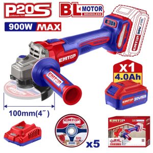 Bộ máy mài góc dùng pin EMTOP ELAG261021