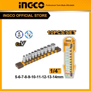 Bộ tuýp 1/4 inch 10 chi tiết thép CrV INGCO HKTS14103 - Đồ nghề, dụng cụ cầm tay, máy móc thiết bị INGCO chính hãng, giá tốt