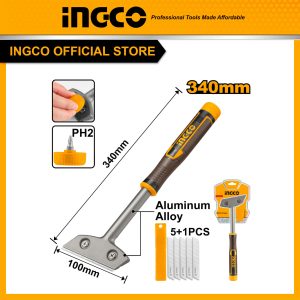 Cây sủi cạo sơn cán dài INGCO HGS3088 dài 340mm tặng kèm 6 lưỡi dao SK5, tay cầm có bọc nhựa su chống trượt - Đồ nghề, dụng cụ cầm tay, máy móc...