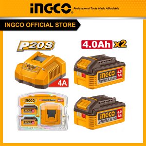 Combo 2 pin 4.0Ah và sạc nhanh 4.0A INGCO FBCPK2013 cho máy 20V - Đồ nghề, dụng cụ cầm tay, máy móc thiết bị INGCO chính hãng, giá tốt