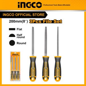 Combo 3 chiếc giũa thép dẹt, tròn, bán nguyệt INGCO HKTFS1308