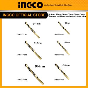Combo 6 mũi khoan kim loại, gỗ, nhựa cho DIY và chuyên nghiệp, Thợ CBDBT814 size 8mm, 9mm, 10mm, 11mm, 12mm, 14mm - Đồ nghề, dụng cụ cầm tay, máy...