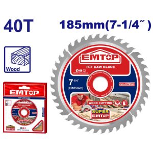 Đĩa cắt gỗ TCT 185mm 40 răng Emtop ETCT1185152