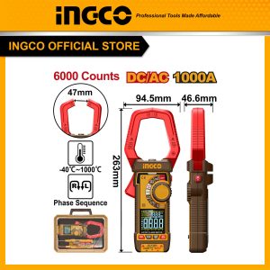 Đồng hồ kẹp dòng INGCO DCM610002 1000A AC/DC, 6000 số đếm - Đồ nghề, dụng cụ cầm tay, máy móc thiết bị INGCO chính hãng, giá tốt