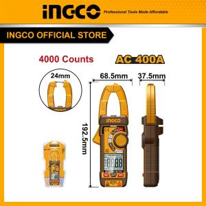 Đồng hồ kẹp dòng INGCO DCM62001 400A AC, 4000 số đếm - Đồ nghề, dụng cụ cầm tay, máy móc thiết bị INGCO chính hãng, giá tốt