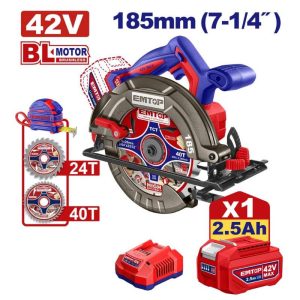 Máy cưa gỗ dùng pin EMTOP ELCS4218511 ( Kèm 1 pin 2.5Ah & 1 sạc )