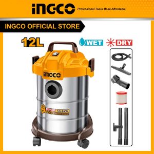 Máy hút bụi công suất 800W chạy điện 220V, thùng inox, dung tích 12L Ingco VC14122 - Đồ nghề, dụng cụ cầm tay, máy móc thiết bị INGCO chính hãng,...
