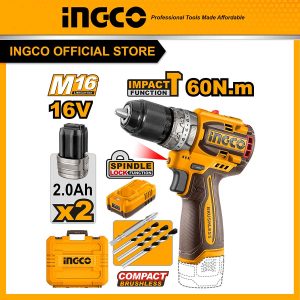 Máy khoan 3 chức năng có búa motor không chổi than hệ pin 16V Ingco CIDLI16682 - Đồ nghề, dụng cụ cầm tay, máy móc thiết bị INGCO chính hãng, giá tốt