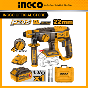 Máy khoan bê tông pin ingco CRHLI202081 không chổi than tặng 1 pin 4.0Ah, 1 sạc đựng trong hộp nhựa kèm 3 mũi khoan 1 mũi đục - Đồ nghề, dụng cụ...