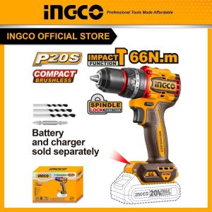 Máy khoan búa pin 20V INGCO CIDLI206681 ba chức năng có búa motor không chổi than, lực siết 66Nm (Thân máy chưa kèm pin sạc) - Đồ nghề, dụng cụ cầm...