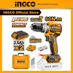 Máy khoan pin 3 chức năng không chổi than INGCO CIDLI20602 lực xoắn 60Nm - Đồ nghề, dụng cụ cầm tay, máy móc thiết bị INGCO chính hãng, giá tốt