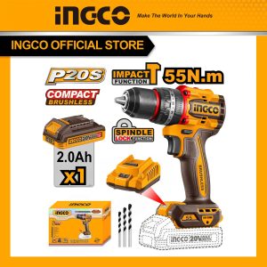 Máy khoan pin không chổi than INGCO CIDLI205581VN 55NM 3 chức năng có búa kèm 1 pin 2Ah 20V và 1 sạc - Đồ nghề, dụng cụ cầm tay, máy móc thiết bị...