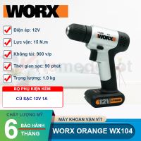 Máy khoan vặn vít dùng pin Li-ion 12V Worx Orange WX104