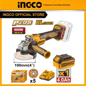 Máy mài góc 900W pin 20V M10 đĩa 100mm motor không chổi than (BG 1 pin 4.0Ah và sạc) INGCO CAGLI261021 - Đồ nghề, dụng cụ cầm tay, máy móc thiết...