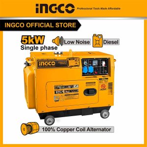 Máy phát điện 5kw chạy dầu INGCO GSE50001 100% dây đồng, 17L ắc quy 30AH không cần bảo dưỡng (đề điện) - Đồ nghề, dụng cụ cầm tay, máy móc thiết bị...