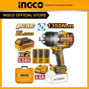 Máy siết bu lông Pin 1350Nm INGCO CIWLI20135 trục 3/4" đầu tuýp 27,30, 32mm
