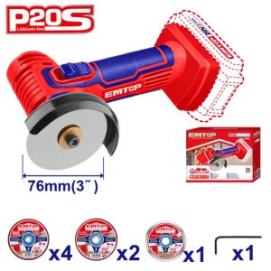 Thân máy mài góc mini dùng pin EMTOP ELAG7601