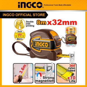 Thước kéo 8m bản rộng 32mm có nam châm đo mét inch INGCO HSMT80832 - Đồ nghề, dụng cụ cầm tay, máy móc thiết bị INGCO chính hãng, giá tốt